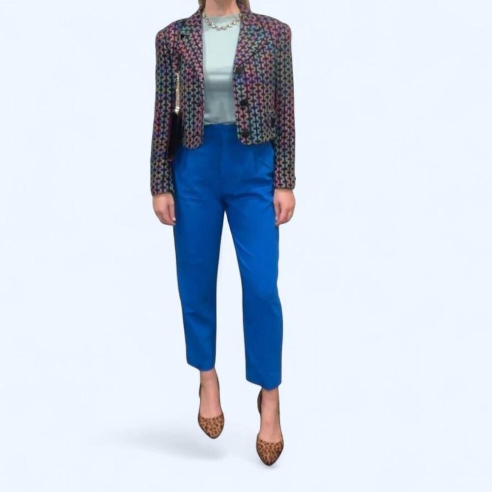 Zara Royal Blue High-Waisted Slim-Fit Trousers – Size M | Workwear / Business